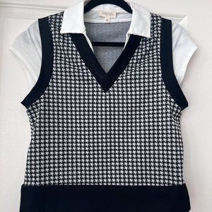 V Neck Sweater With Attached Collar